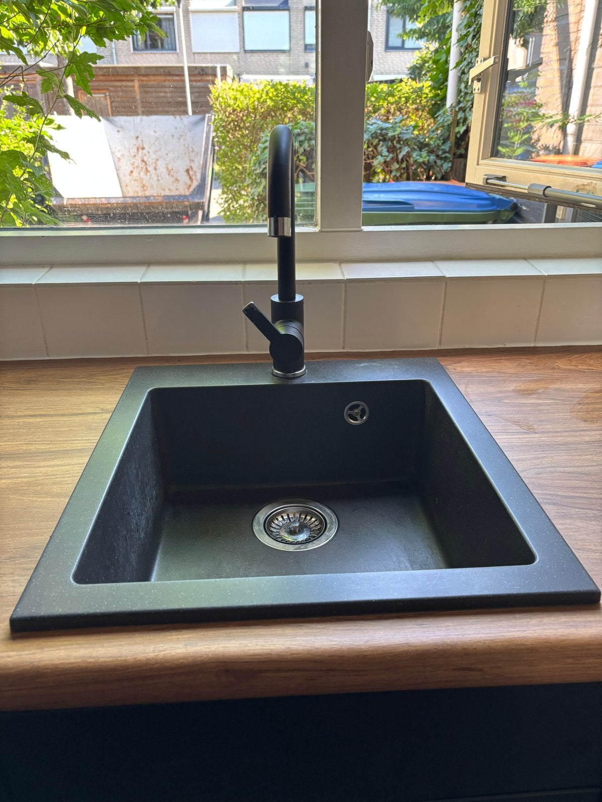 Granieten spoelbak Cortina 20 met keukenkraan Tonia, Ophalen, Zwart, Steen/keramiek, Overige typen