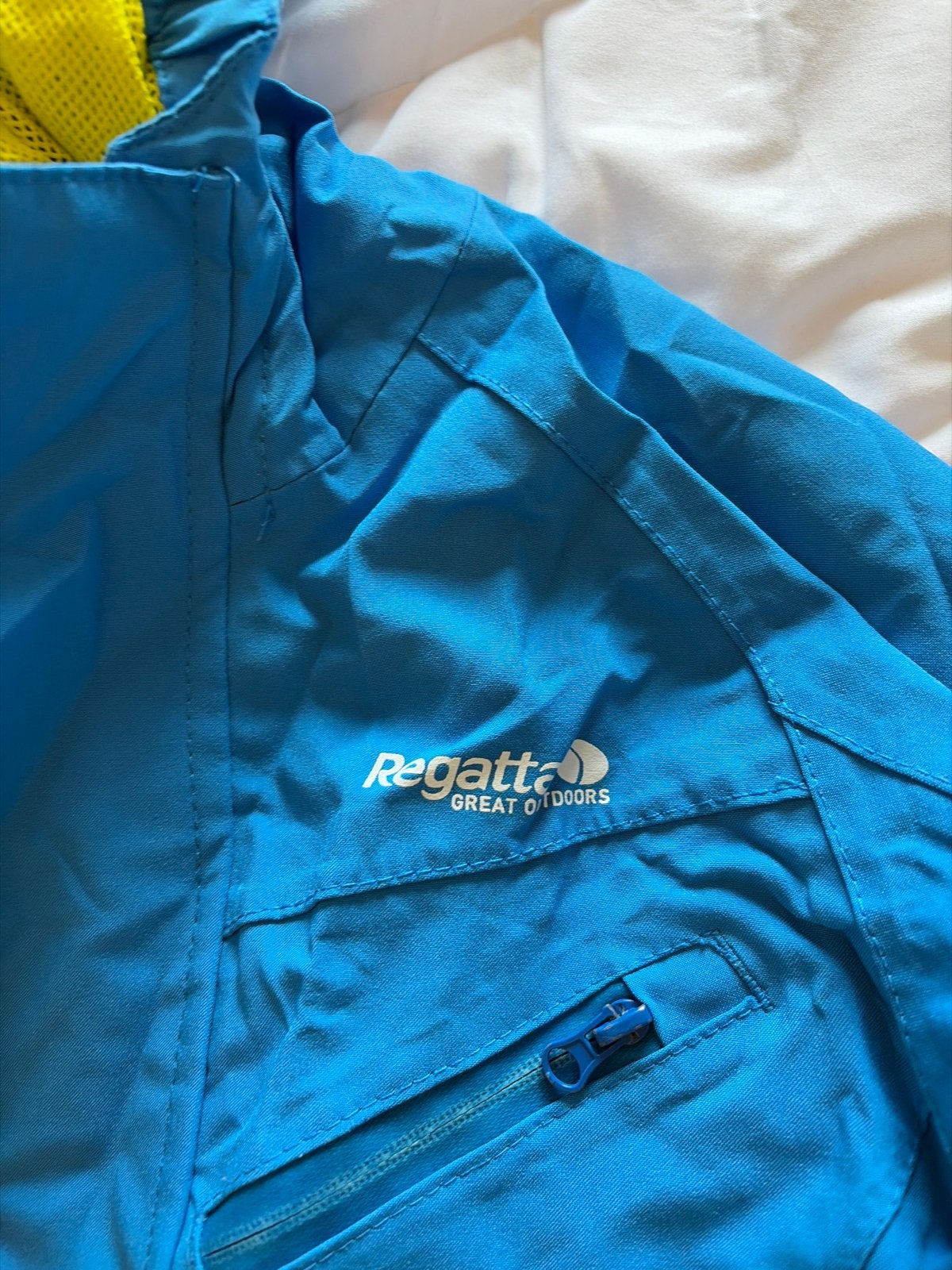 Regatta ISOTEX 10000 Stretch Jas - Blauw/Geel (Maat 104), Kinderen en Baby's, Ophalen of Verzenden, Zo goed als nieuw, Jongen of Meisje