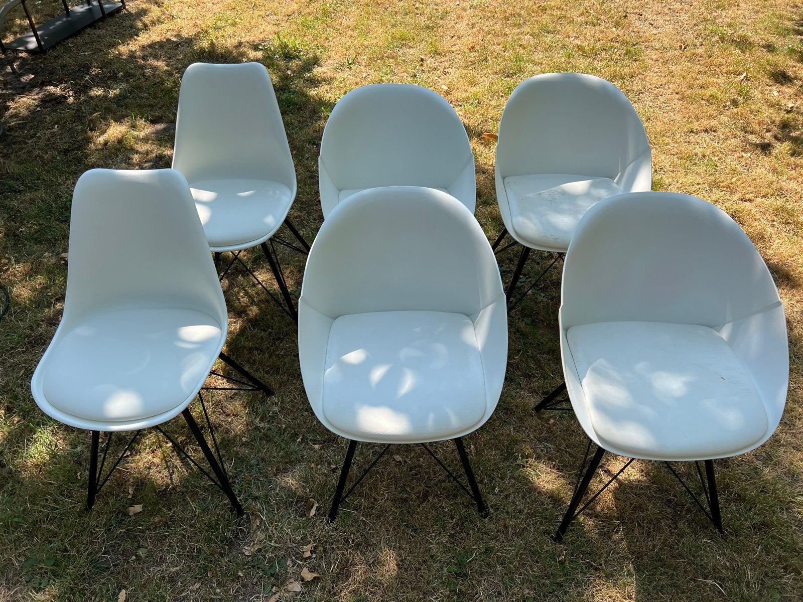 Set van 6 witte Kick Collection eetkamerstoelen, Huis en Inrichting, Stoelen, Ophalen, Kunststof, Gebruikt, Wit