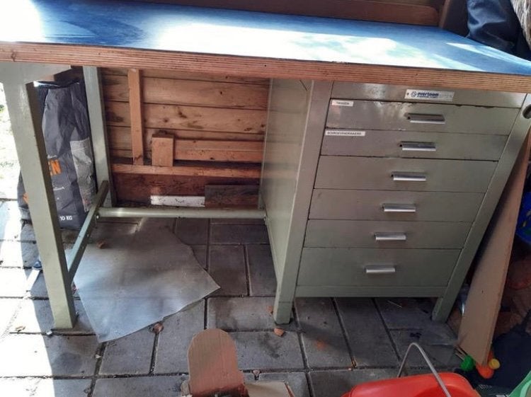 Robuuste werkbank, ladenblok ook links monteerbaar, Ophalen, Gebruikt, 120 tot 170 cm