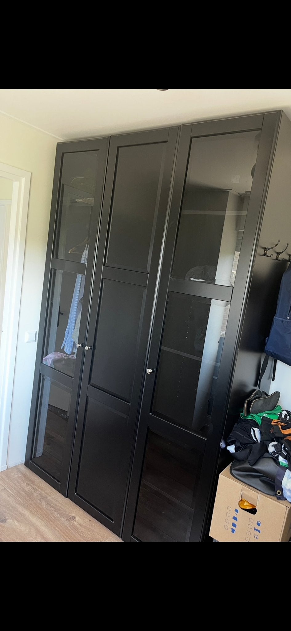 Pax glazen deuren zwart- ikea, Ophalen, Gebruikt, 100 tot 150 cm, 200 cm of meer