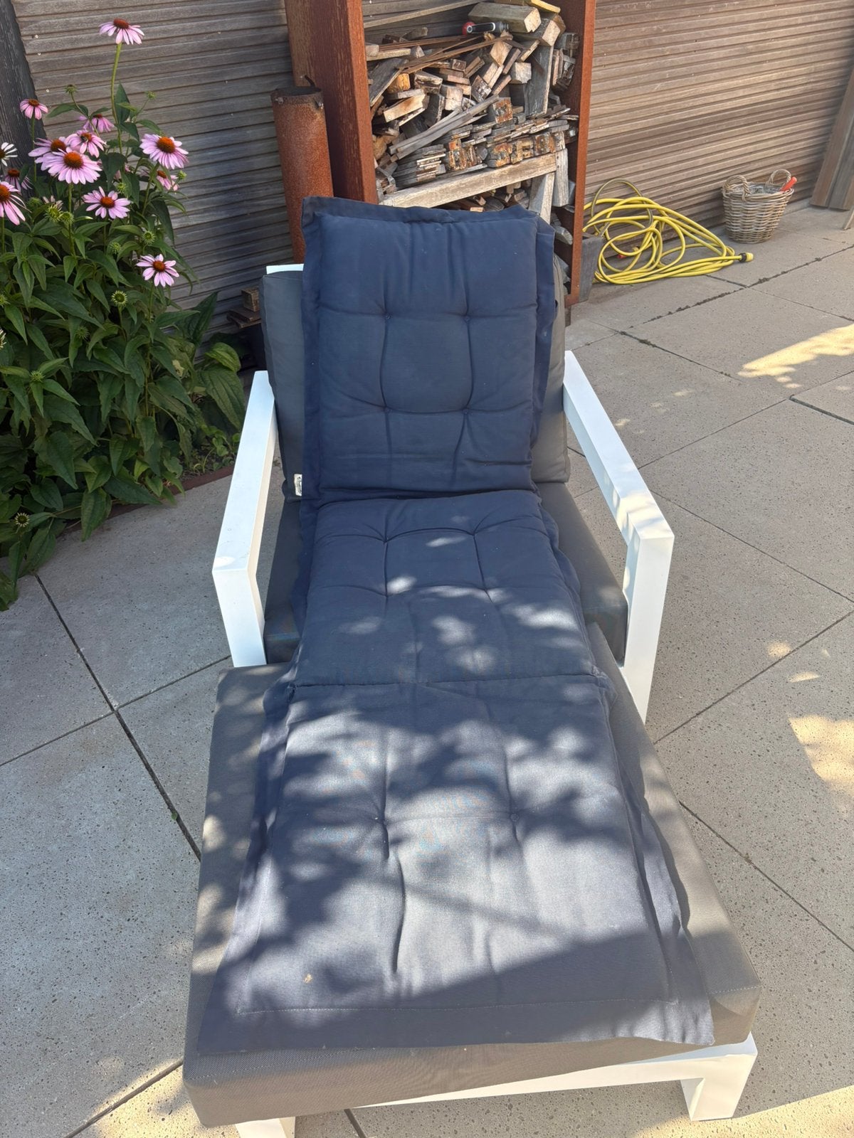 2 blauwe kussens voor deckchairs, Ophalen of Verzenden, Gebruikt
