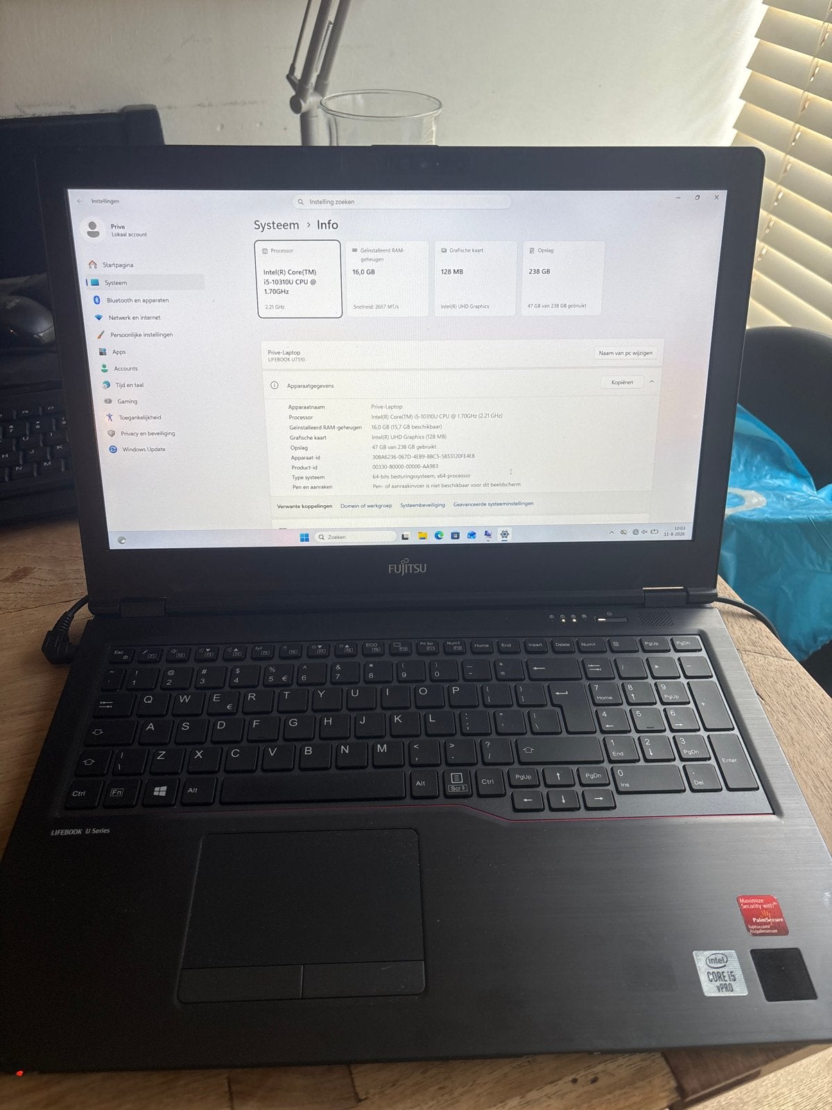 Fujitsu Lifebook E5510 Laptop - i5-10210U, 16GB RAM, 256GB S, Gebruikt, 2 tot 3 Ghz, Ophalen of Verzenden, SSD