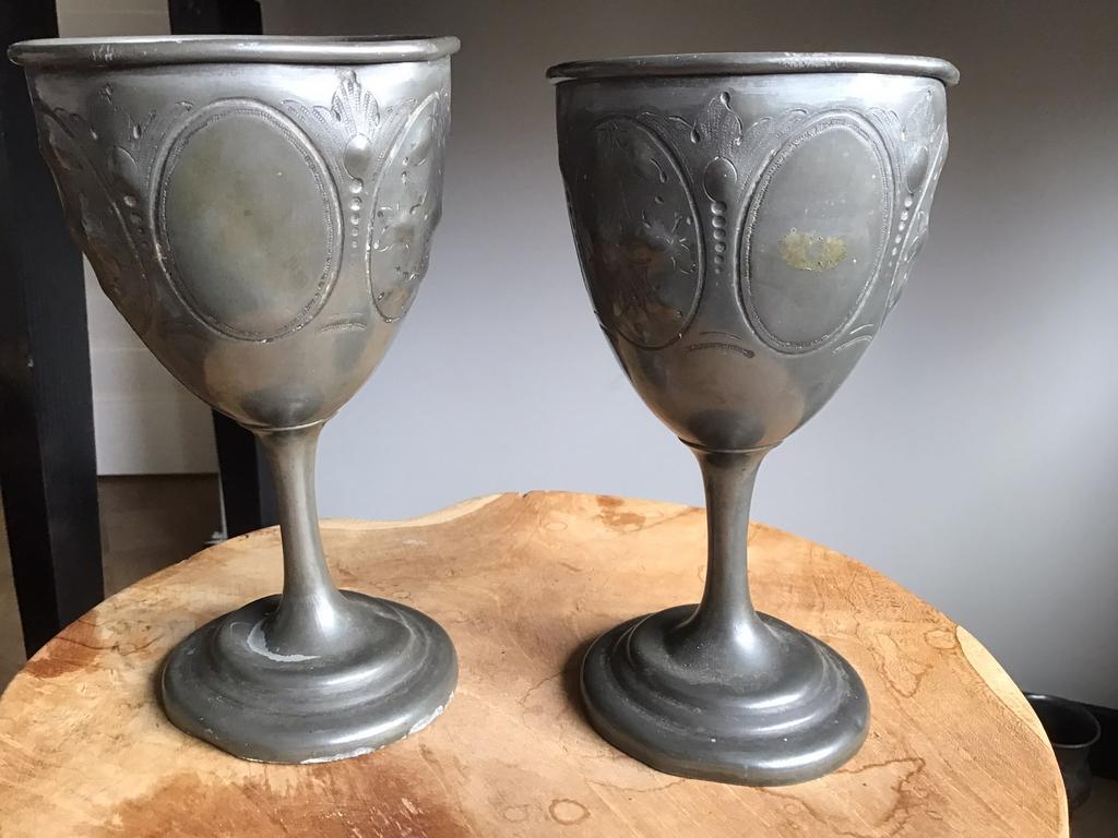 Antieke tinnen engels kelken,brocante tinnen drinkbeker,, Antiek en Kunst, Antiek | Tin, Ophalen