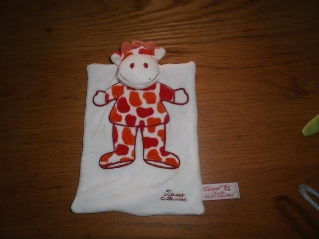Tiamo collectie giraf/koe doekje/rood/oranje knuffeldoek, Giraf, Overige karakters, Ophalen of Verzenden, Zo goed als nieuw