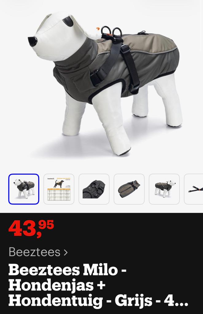 Beeztees Milo hondenjas, Ophalen of Verzenden, Zo goed als nieuw