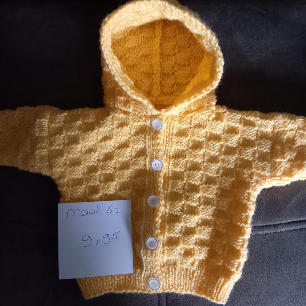 5 Baby vestjes hand gebreid, Ophalen of Verzenden, Nieuw, Jongetje of Meisje, Truitje of Vestje