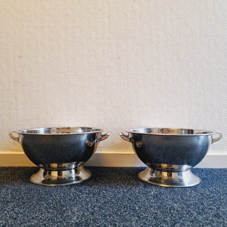 2x RVS Schaal met Handvat (Soepterrine)
