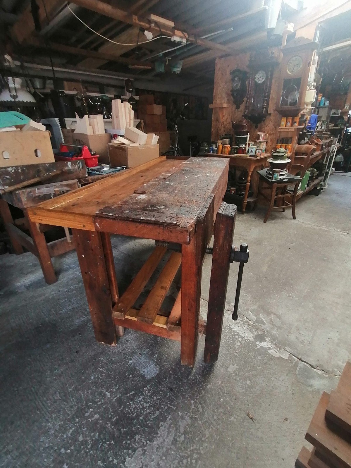 Vintage Timmermans werkbank met originele bankschroef, Doe-het-zelf en Verbouw, Ophalen, Gebruikt, Bankschroef
