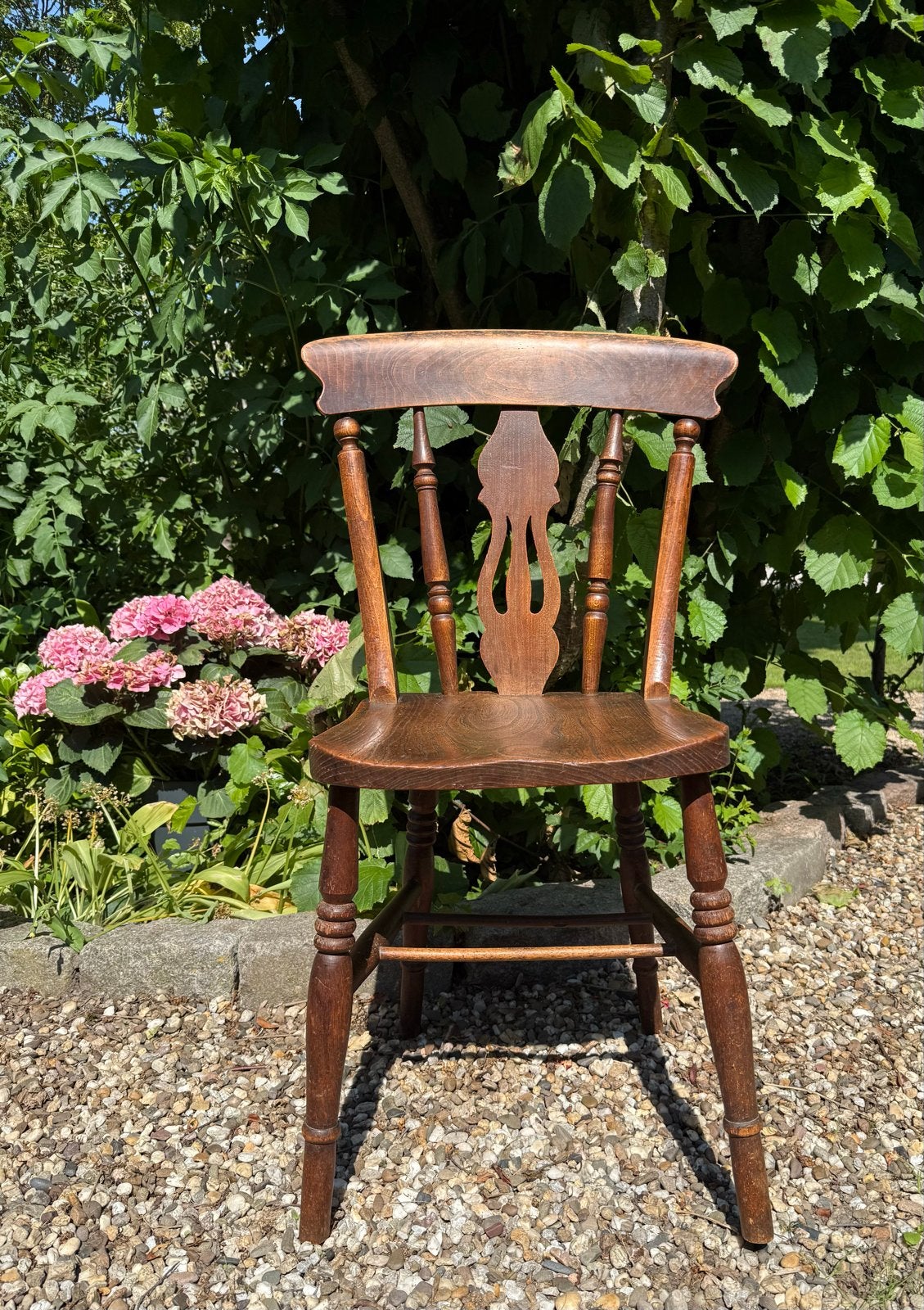 Set van 6 Antieke Engelse Plattelandsstoelen met Vioolrug, Ophalen