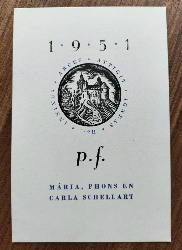 P.F. Nieuwjaarskaart 1951 Familie Schellart (kleingrafiek), Antiek en Kunst, Kunst | Etsen en Gravures, 1950 - 1999, Overige technieken