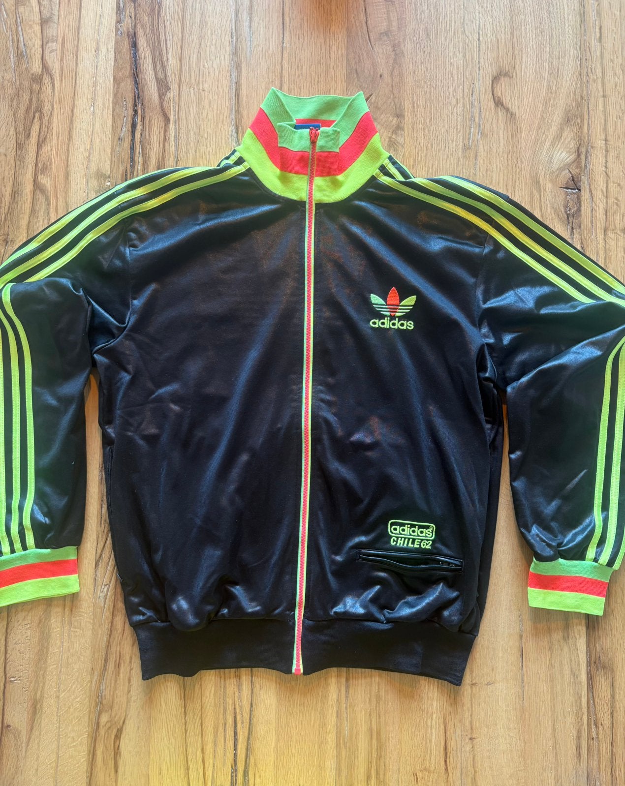 Vintage Adidas Chile62 Bob Marley traingsjack maat L, Verzenden, Zo goed als nieuw, Voetbal