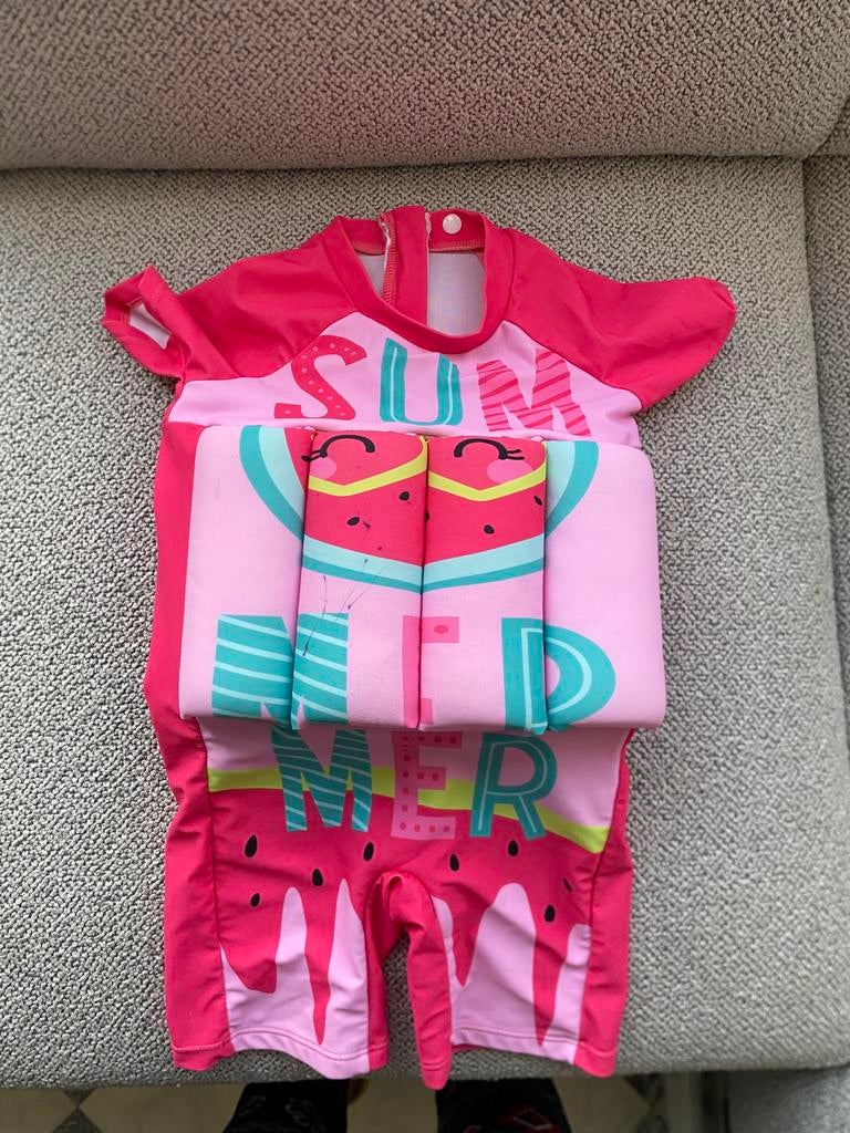 Roze zwempak met drijvers voor meisjes - Maat 4Y, Ophalen of Verzenden, Zo goed als nieuw