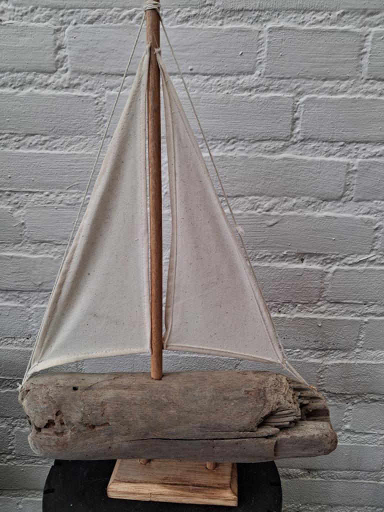 Beach style Zeilboot driftwood, Huis en Inrichting, Woonaccessoires | Overige, Verzenden, Nieuw