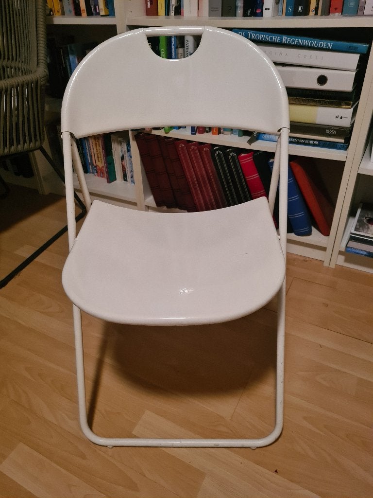 4x IKEA inklapbare stoelen, wit, ijzer, Ophalen, Gebruikt, Wit, Vier