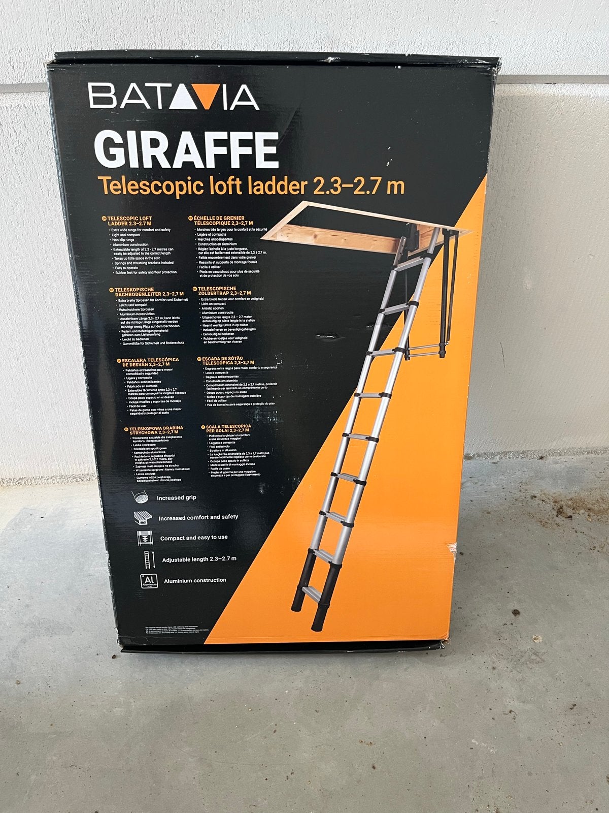 Batavia Telescopische Zoldertrap Loftladder 2.3-2.7m, Doe-het-zelf en Verbouw, Trap, Nieuw, Ophalen of Verzenden, Opvouwbaar of Inschuifbaar