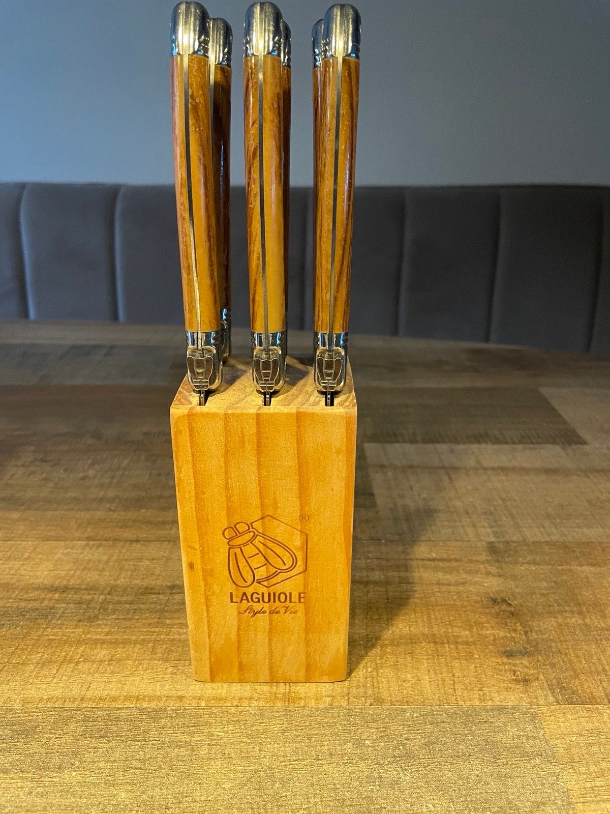 Laguiole Style de Vie Steakmessen Set met Houten Blok, Overige materialen, Bestekset, Laguiole, Ophalen of Verzenden