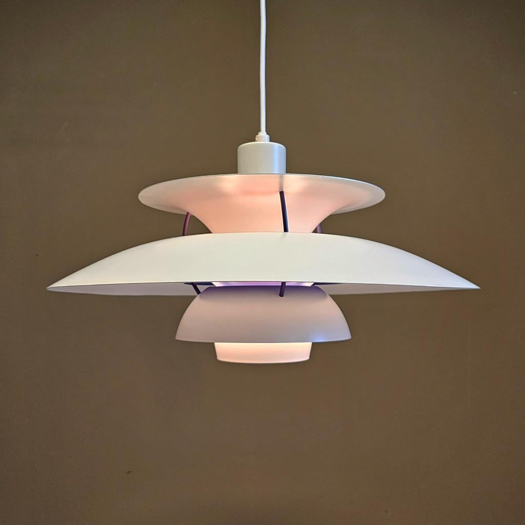 ophangklaar PH5 Louis Poulsen lamp  vintage Deens design wit, Ophalen of Verzenden, Zo goed als nieuw, Metaal, Minder dan 50 cm