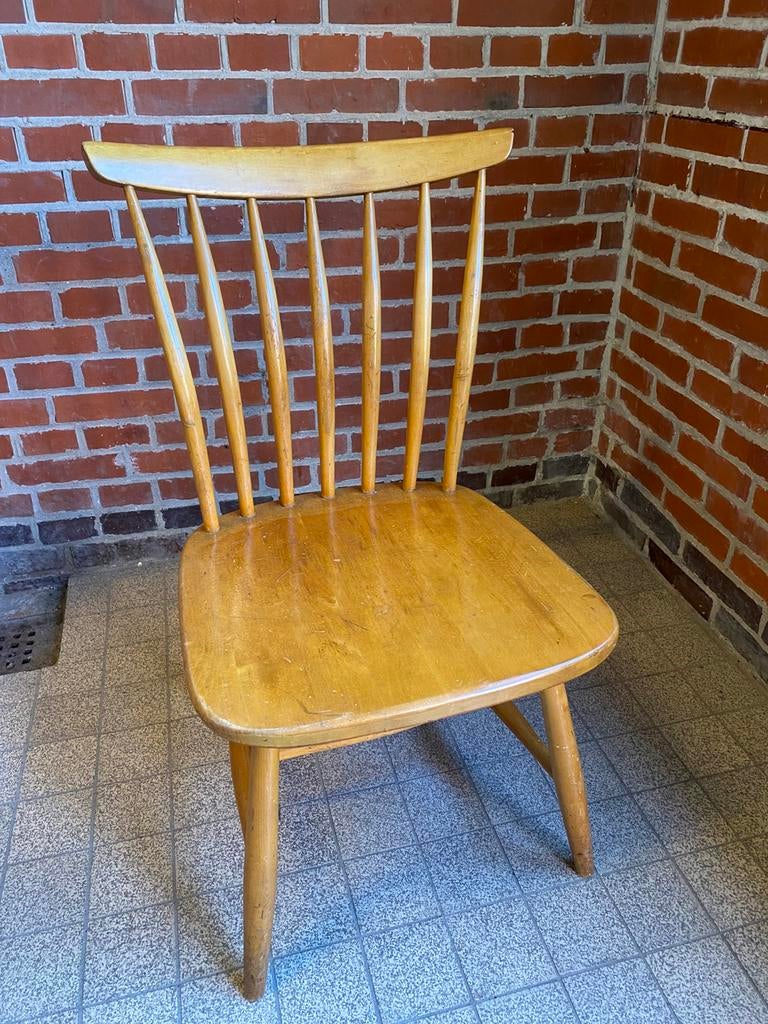 Spijlenstoel Scandinavisch ‘50 design Åkerblom goede staat, Ophalen, Gebruikt, Bruin, Eén