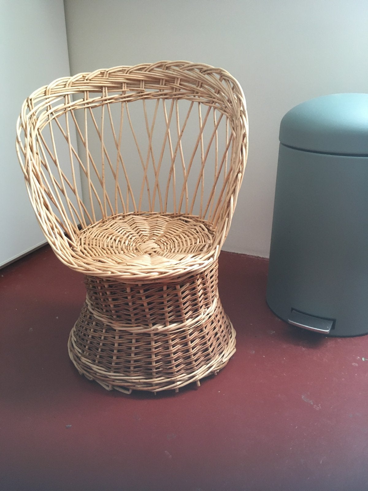 Vintage rieten kuipstoeltje voor kinderen, Ophalen, Gebruikt, Stoel(en)