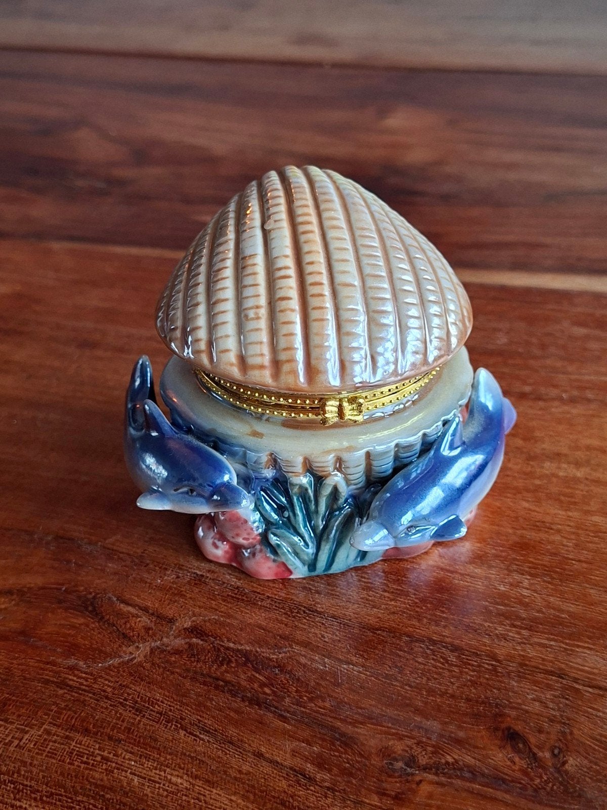 Vintage Dolfijnen Sieradendoosje - Schelp Design, Ophalen of Verzenden, Gebruikt