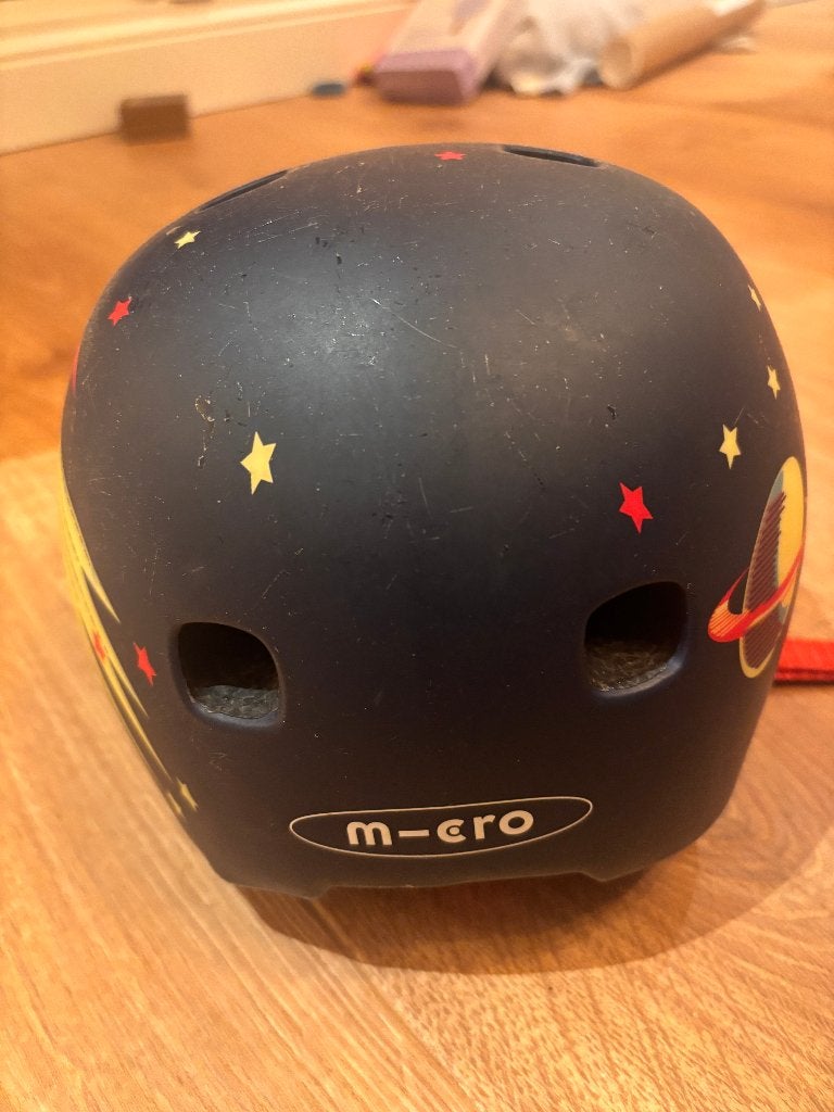 Micro Rocket kinderhelm zwart met raketprint, Ophalen of Verzenden, Gebruikt, S
