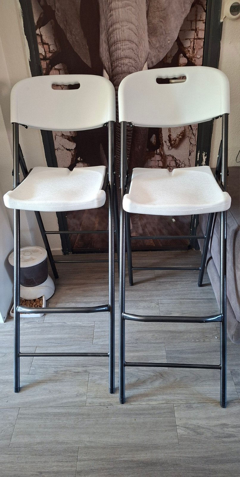 2 Nieuwe Opvouwbare Witte Barkrukken - HDPE & Staal, 2 krukken, Ophalen, Nieuw, 60 tot 90 cm