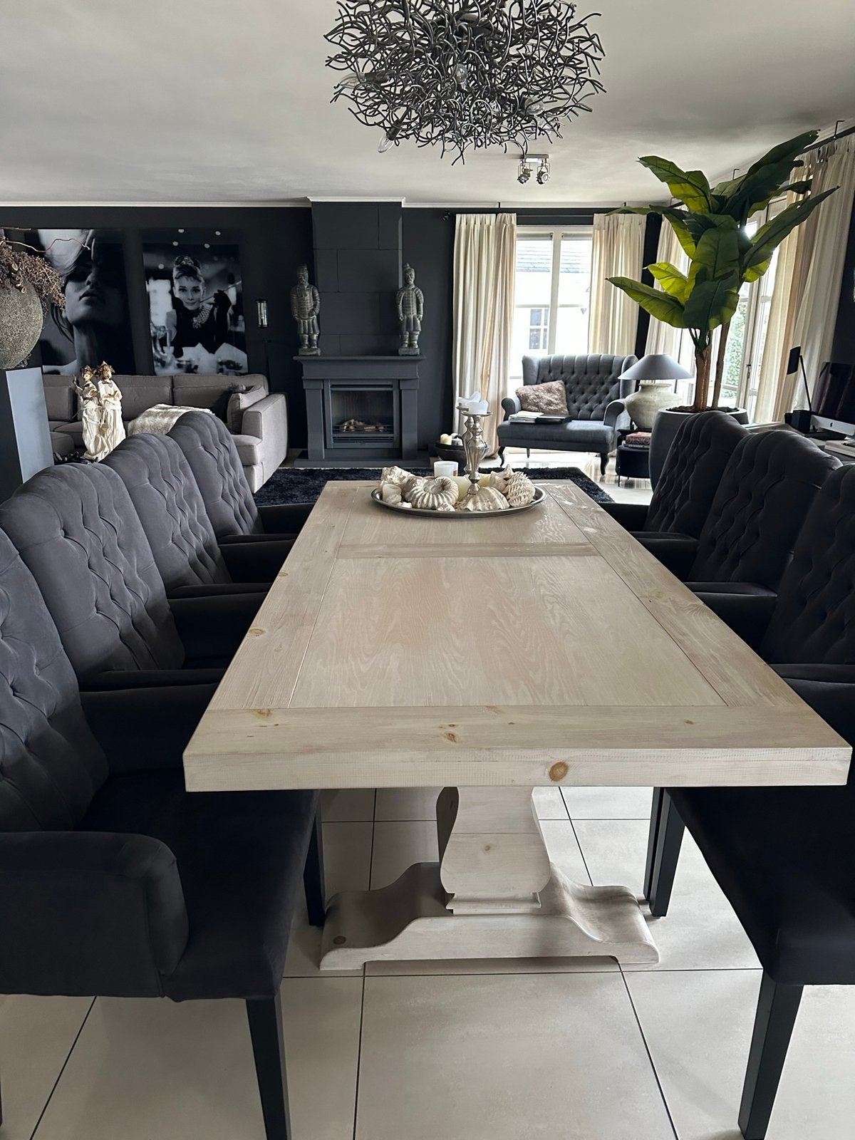 eiken kloostertafel 240x110 white washed , als nieuw., Huis en Inrichting, Ophalen, 100 tot 150 cm, Eikenhout, 200 cm of meer