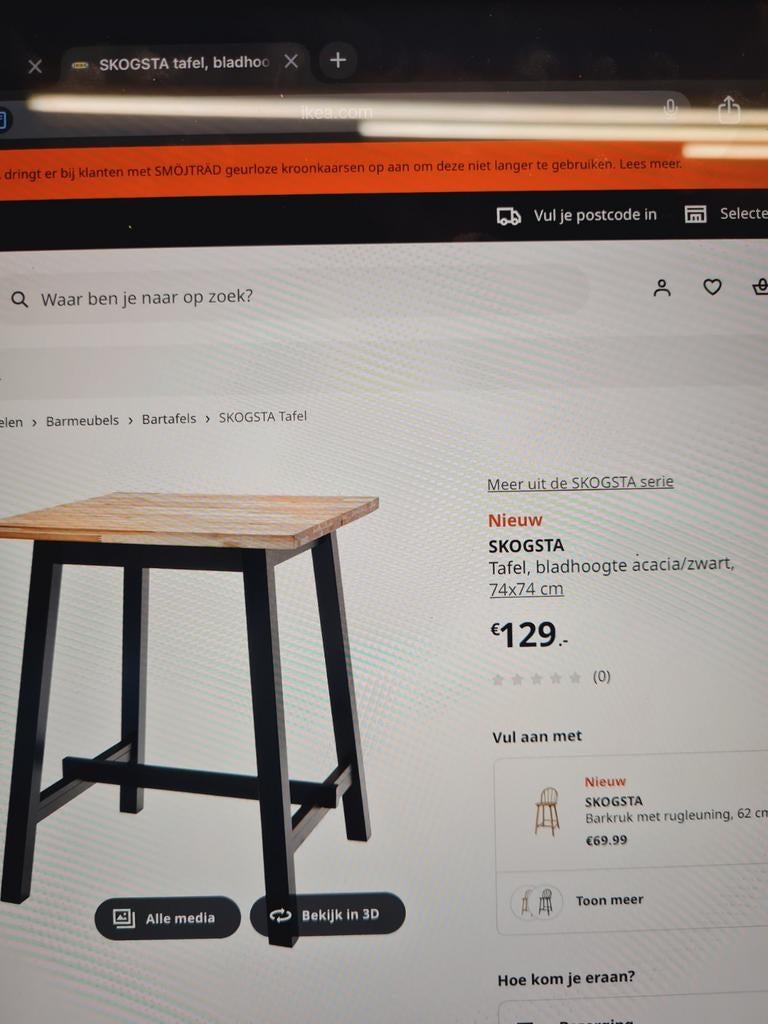 Hoge tafel met kruk, Ophalen of Verzenden, Zo goed als nieuw
