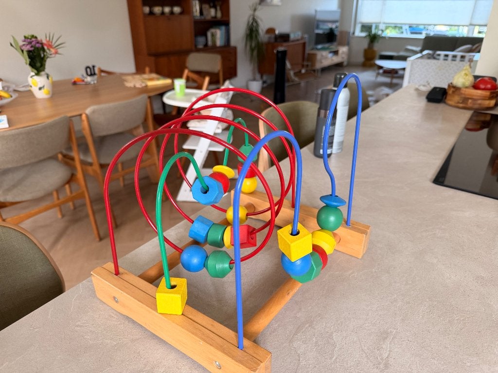 Houten kralenspiraal speelgoed kinderen, Ophalen of Verzenden, Gebruikt, Overige typen