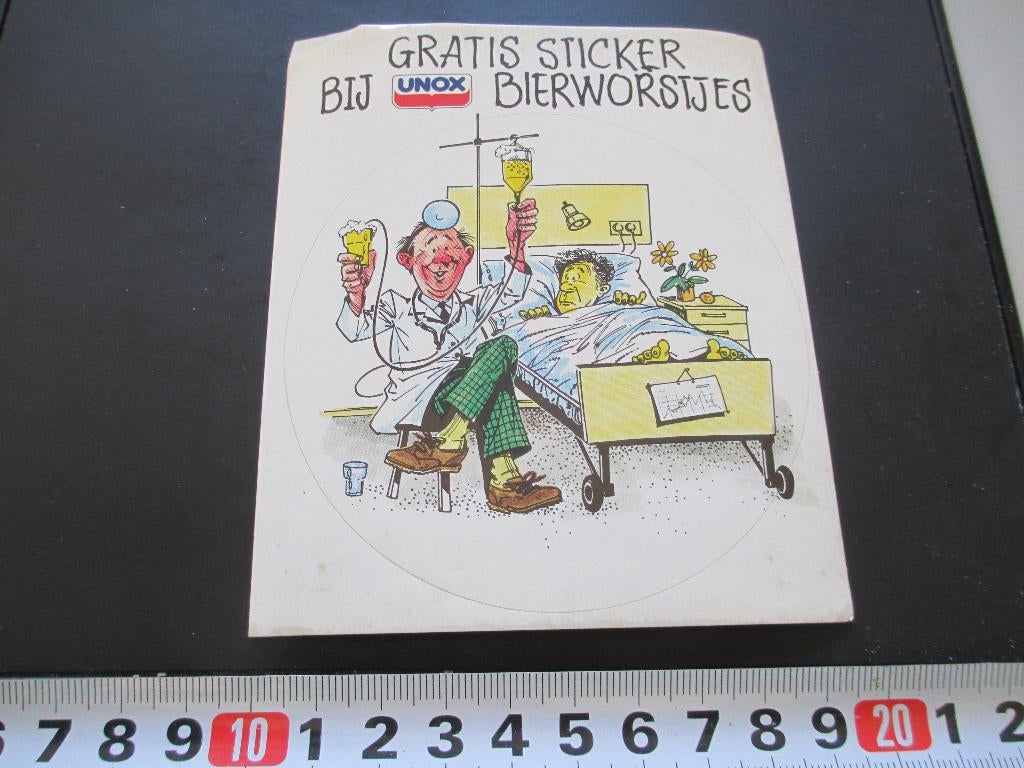 sticker strip arts patiënt bier infuus - unox bierworstjes *, Ophalen, Zo goed als nieuw