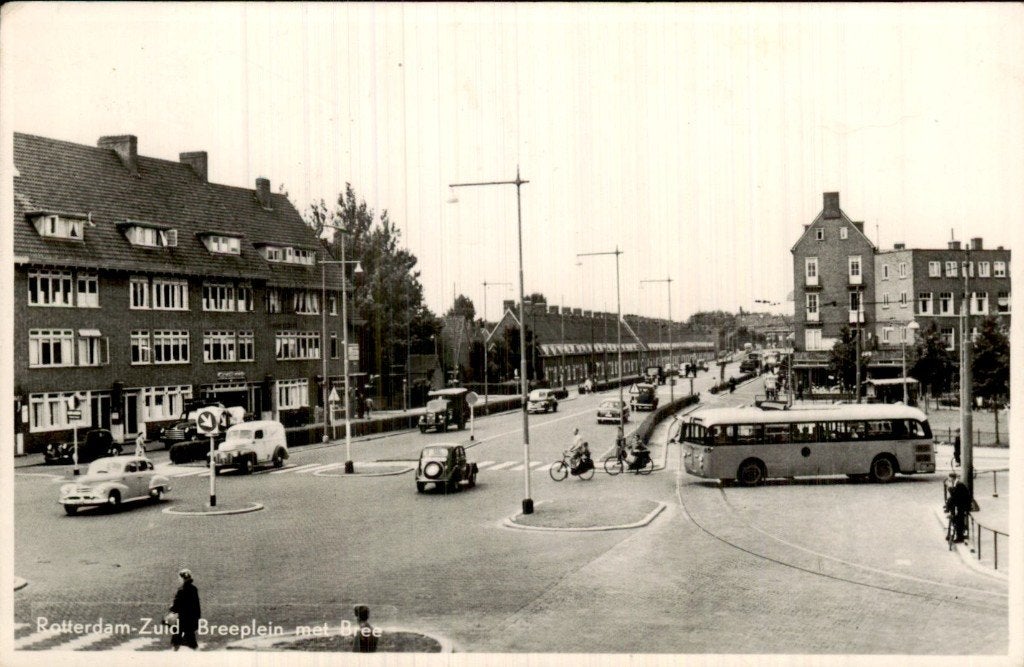 Rotterdam-Zuid - Breeplein - met Bree, Ophalen of Verzenden, 1940 tot 1960, Gelopen, Zuid-Holland