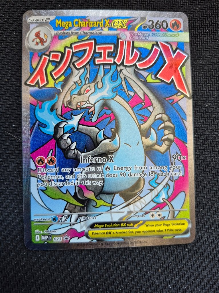 Mega Charizard X EX Pokémon Kaart - Japans, Ophalen of Verzenden, Zo goed als nieuw, Losse kaart, Foil