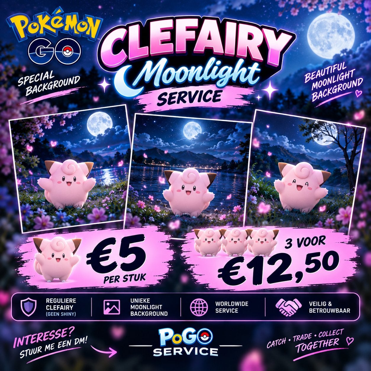 CLEFAIRY — MOONLIGHT BACKGROUND, Ophalen, Nieuw