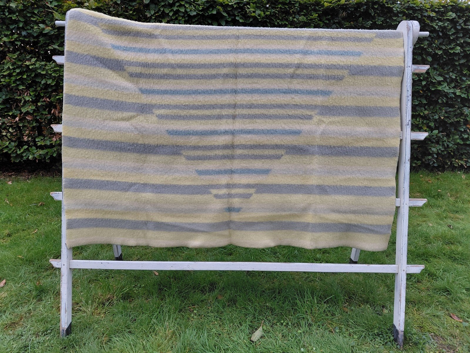 Vintage deken wol - pasteltinten - 165 x 225, Antiek en Kunst, Ophalen of Verzenden