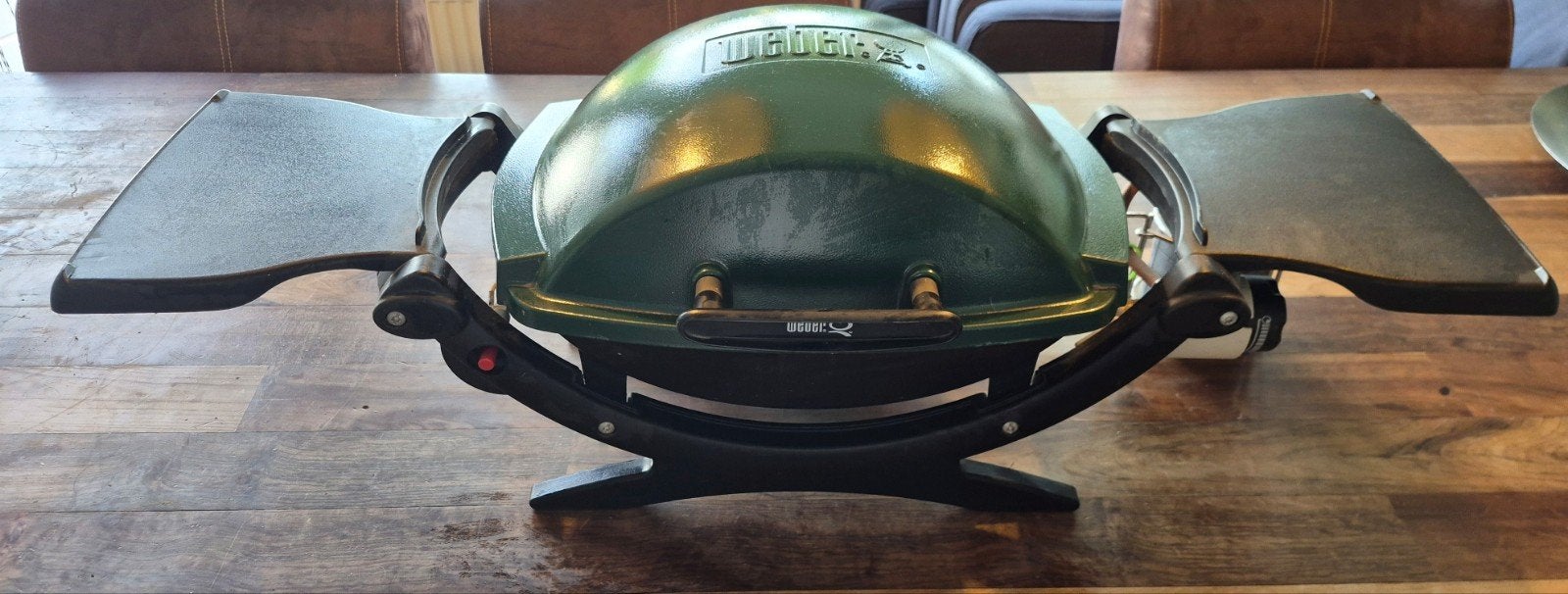 Weber Q120 gasbarbecue groen - compleet en als nieuw, Ophalen, Zo goed als nieuw, Weber