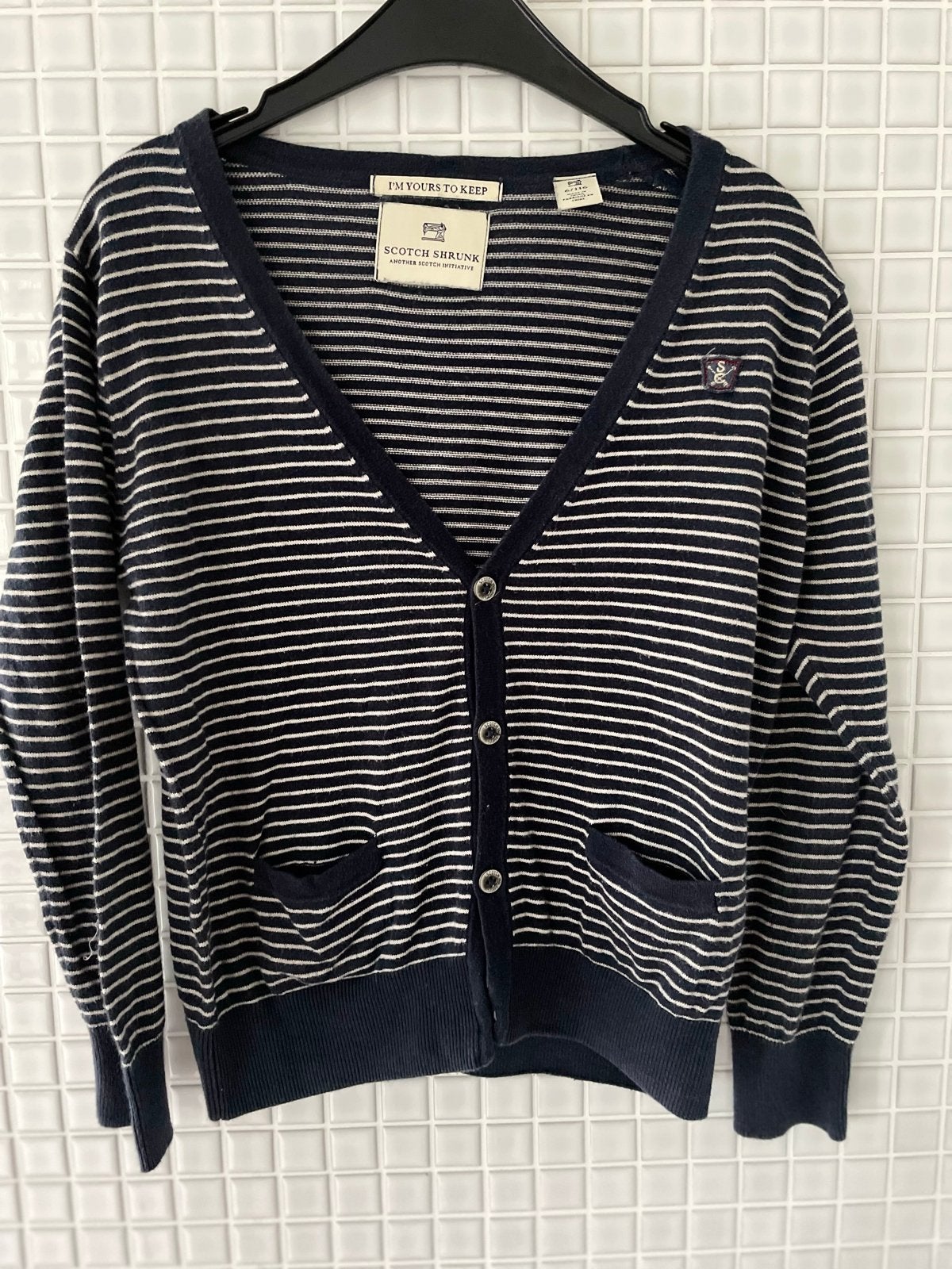Scotch & Soda blauw gestreept vest maat 116, Verzenden, Zo goed als nieuw, Jongen, Trui of Vest