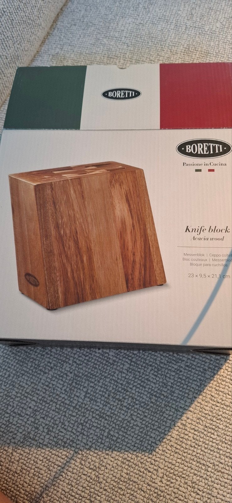 Boretti Messenblok van Acaciahout - Nieuw in Doos, Overige typen, Hout, Nieuw, Ophalen of Verzenden