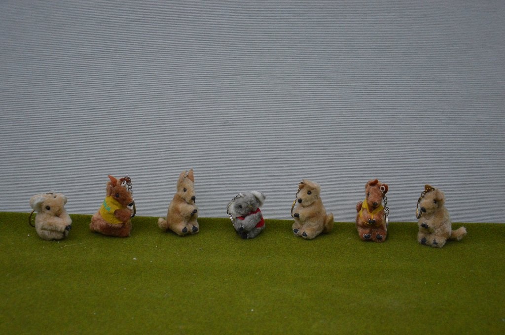 7 vintage knijppoppetjes / knijpbeertjes / kangoeroes/ koala, Ophalen of Verzenden, Zo goed als nieuw