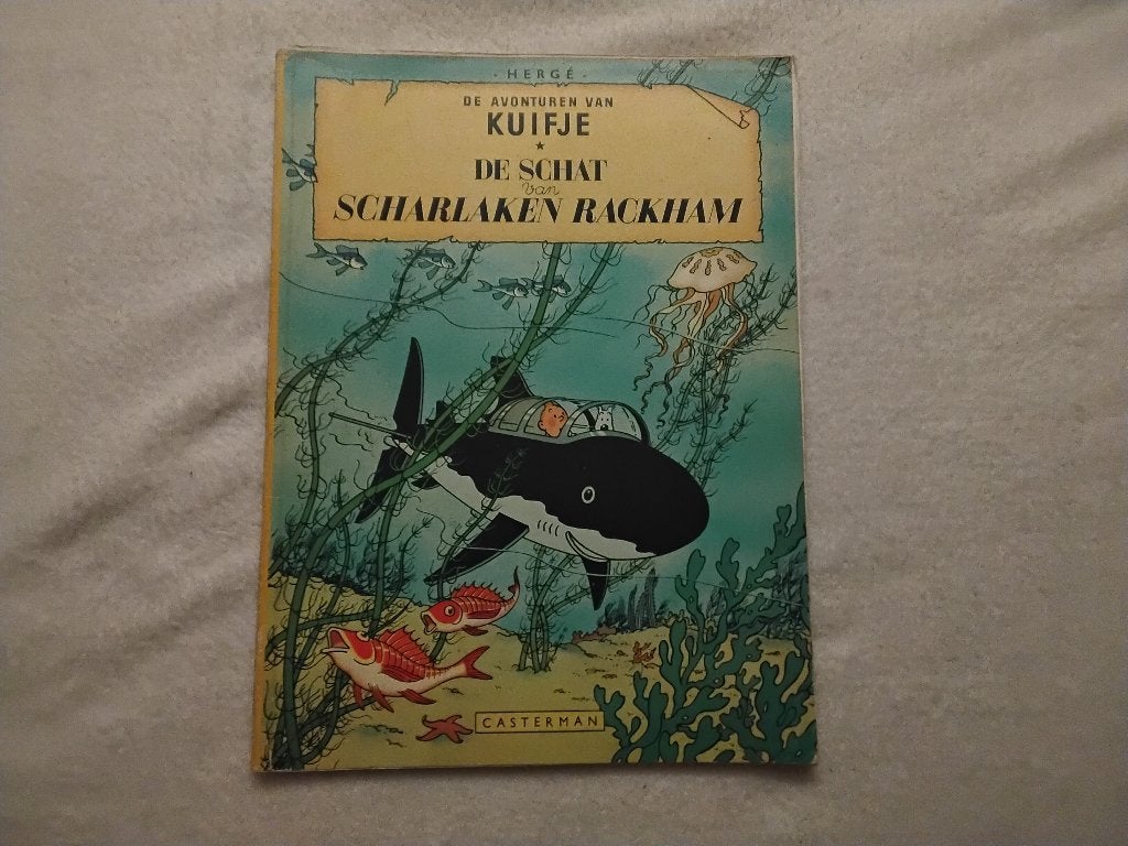 1947 kuifje tintin de schat van scharlaken rackham, Eén stripboek, Ophalen of Verzenden, Gelezen