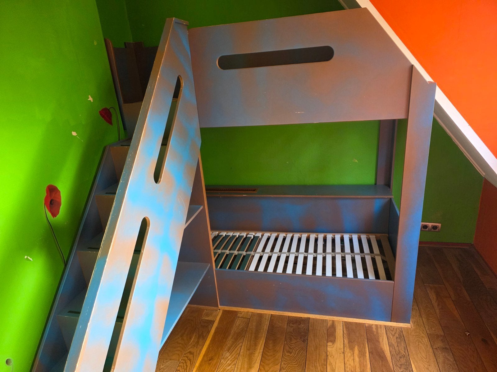 SGratis af te halen Stevig stapelbed met trap, Ophalen, Gebruikt, 90 cm, Eenpersoons