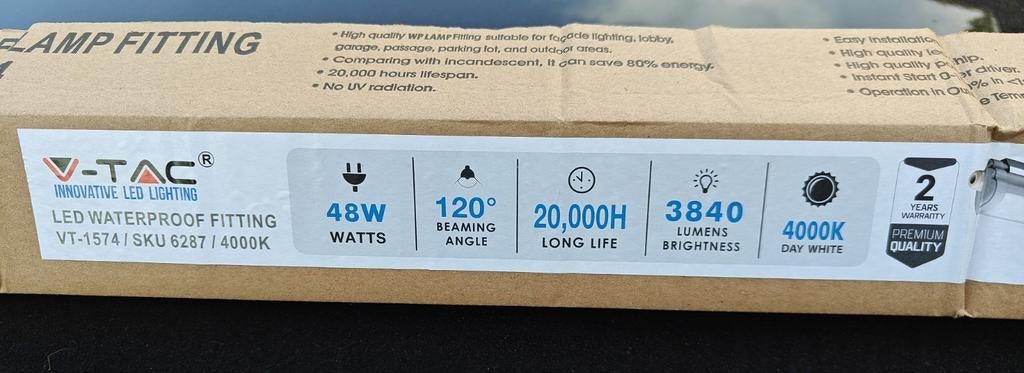 V-TAC LED Waterdichte Armatuur 48W 4000K, Ophalen, Nieuw