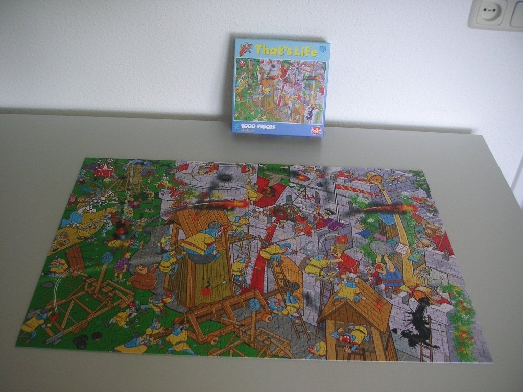 Legpuzzel (Ridders) 1000 st. compleet zgan., Ophalen, 500 t/m 1500 stukjes, Zo goed als nieuw, Legpuzzel