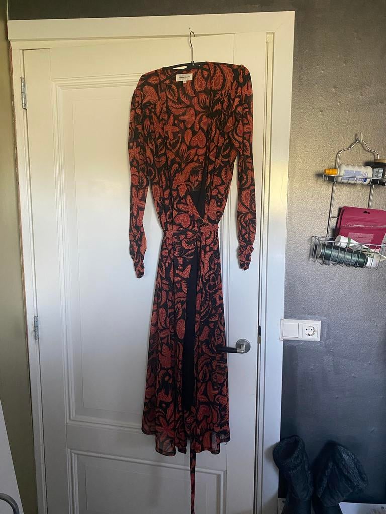 Maxi jurk met lange mouwen en print, Maat 38/40 (M), Ophalen of Verzenden, Zo goed als nieuw, Rood