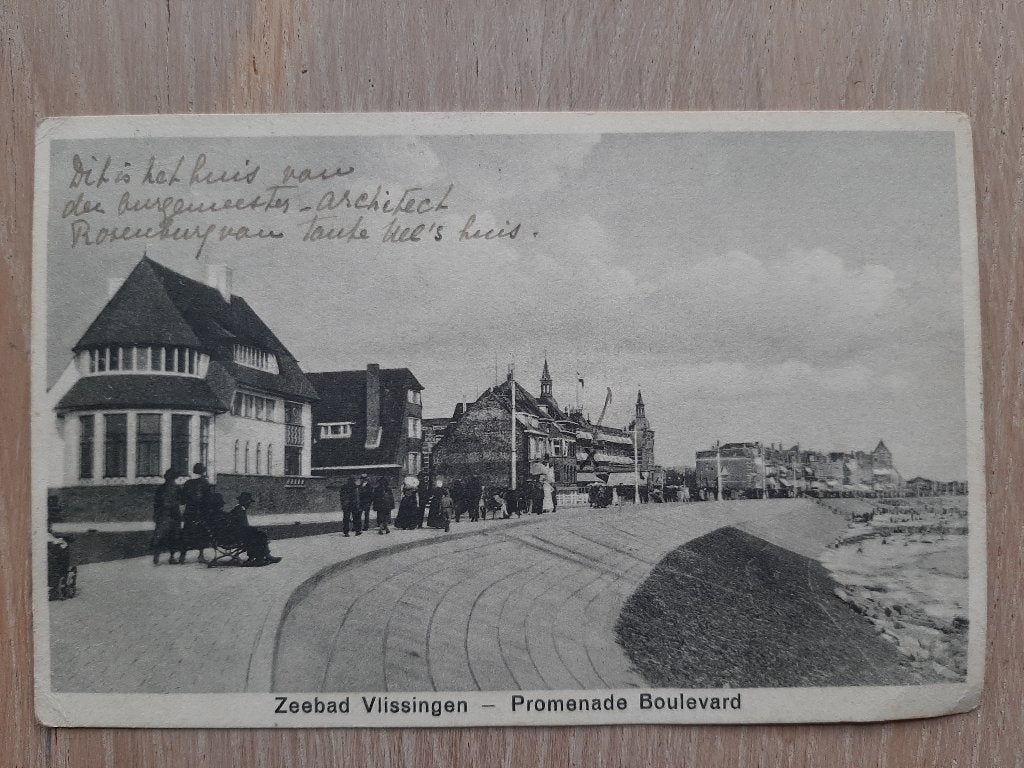 oude kaart Zeebad Vlissingen, promenade boulevard, 1932, Ophalen of Verzenden, 1920 tot 1940, Gelopen, Zeeland