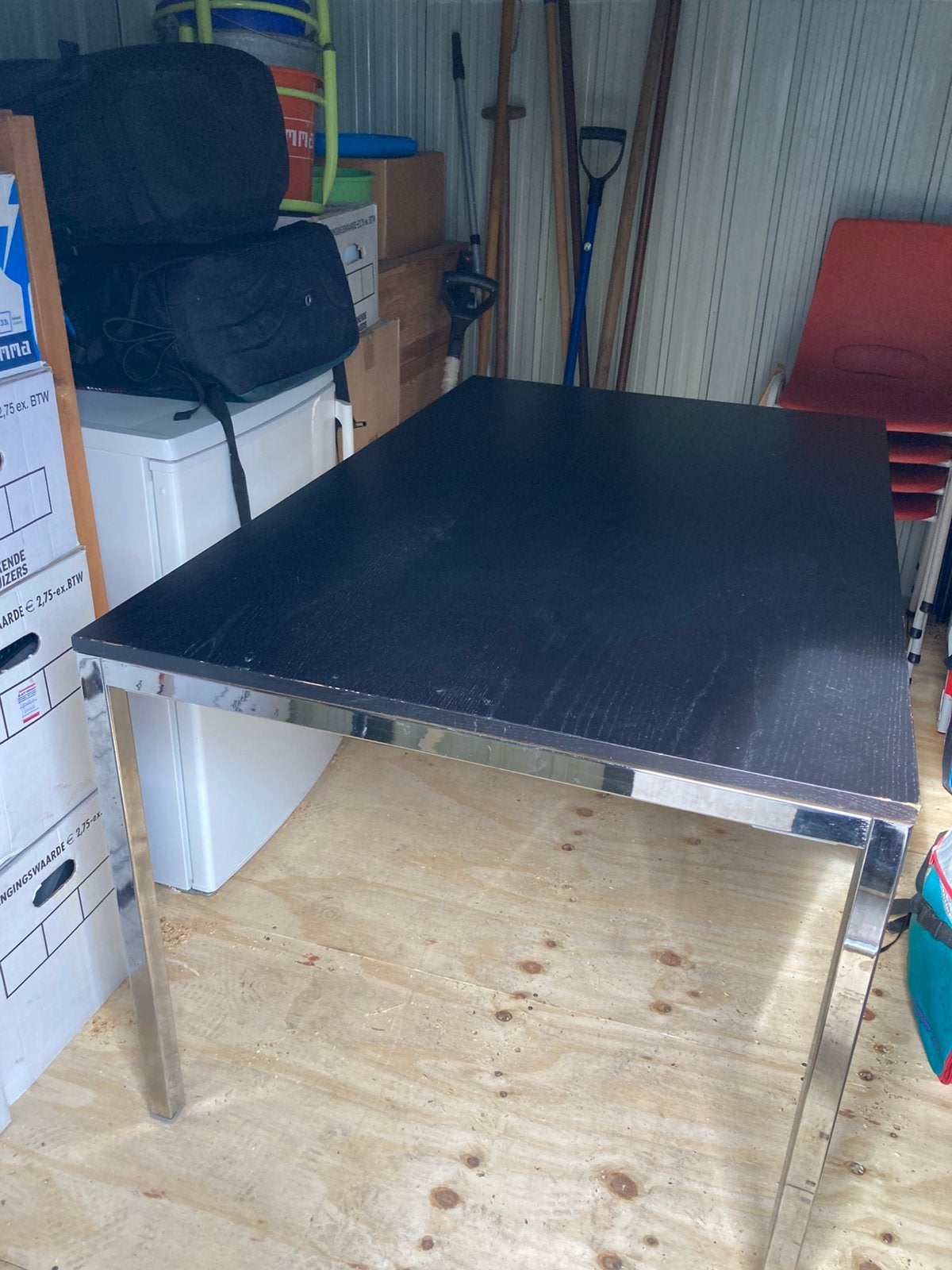 Moderne IKEA Torsby Eettafel / Bureautafel (Zwart/Chroom), Ophalen, 100 tot 150 cm, 50 tot 100 cm, Zo goed als nieuw