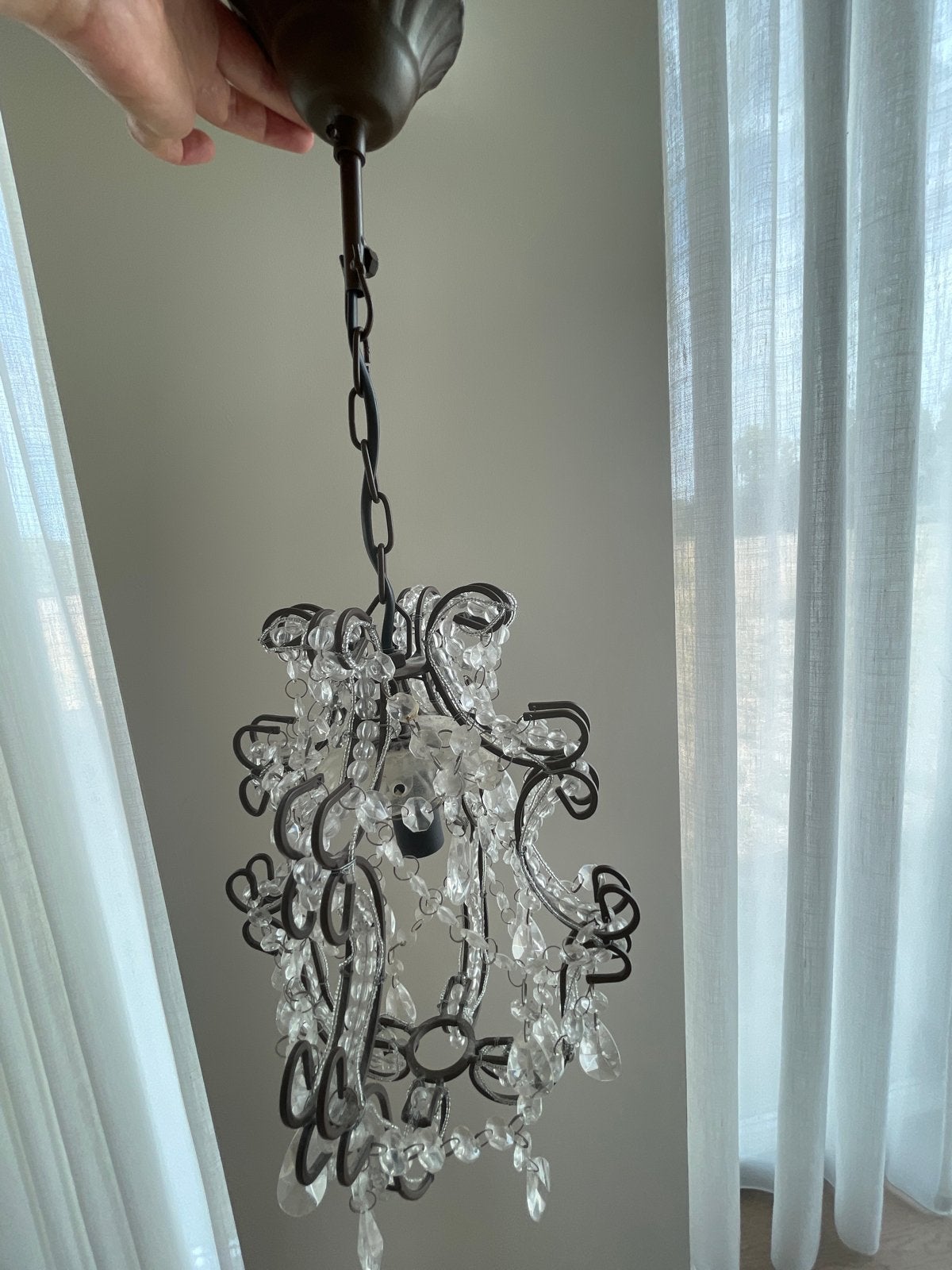 Kroonluchter klein Sissy Boy bruin, Huis en Inrichting, Ophalen, Zo goed als nieuw, Glas, E14 (klein)