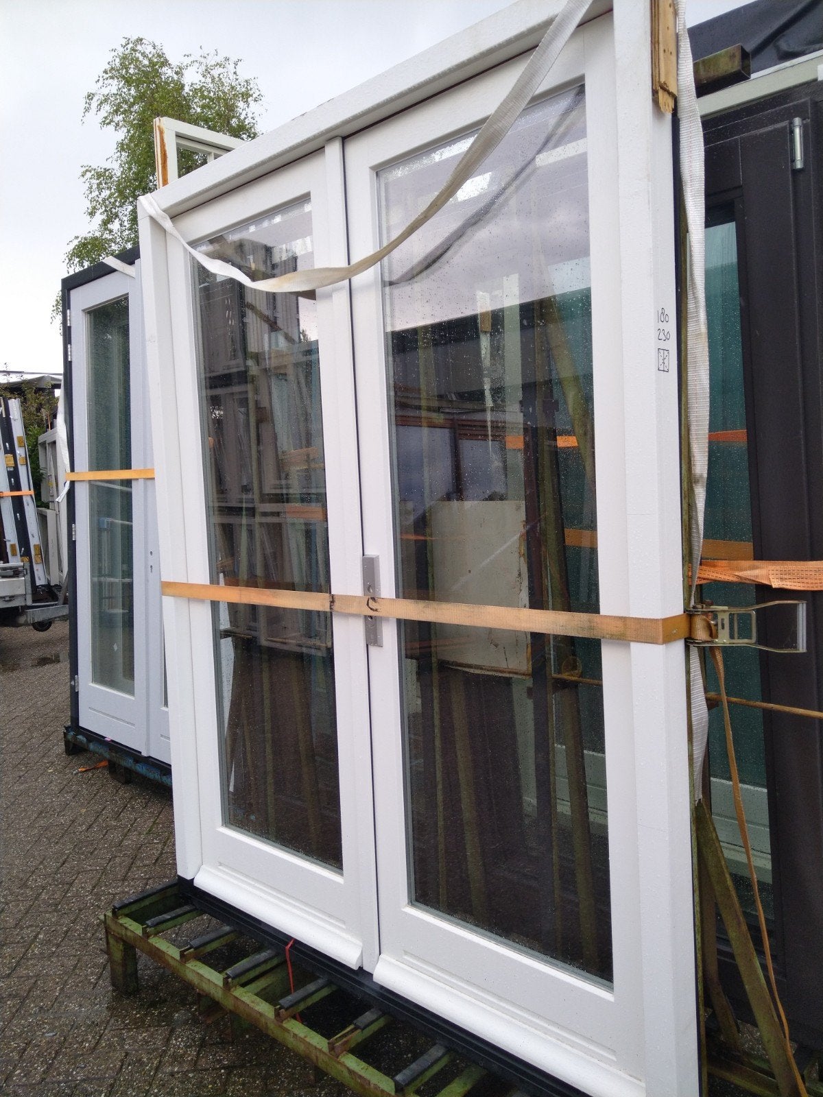 kozijn met naar binnen draaiende tuindeuren, Nieuw, Ophalen of Verzenden, Buitendeur, Glas