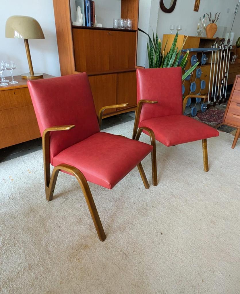 Vintage set van 2 fauteuils, Paul Bode, model Konkav, Huis en Inrichting, Fauteuils, Gebruikt, 50 tot 75 cm, Minder dan 75 cm