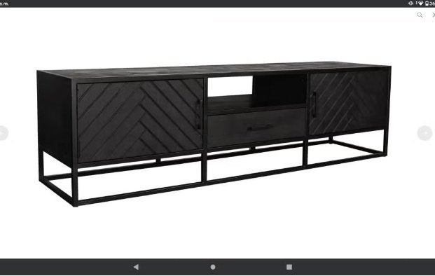 Furndea Scandi tv meubel 180cm - Industrieel visgraat zwart, Huis en Inrichting, Ophalen, 150 tot 200 cm, Zo goed als nieuw, Minder dan 100 cm